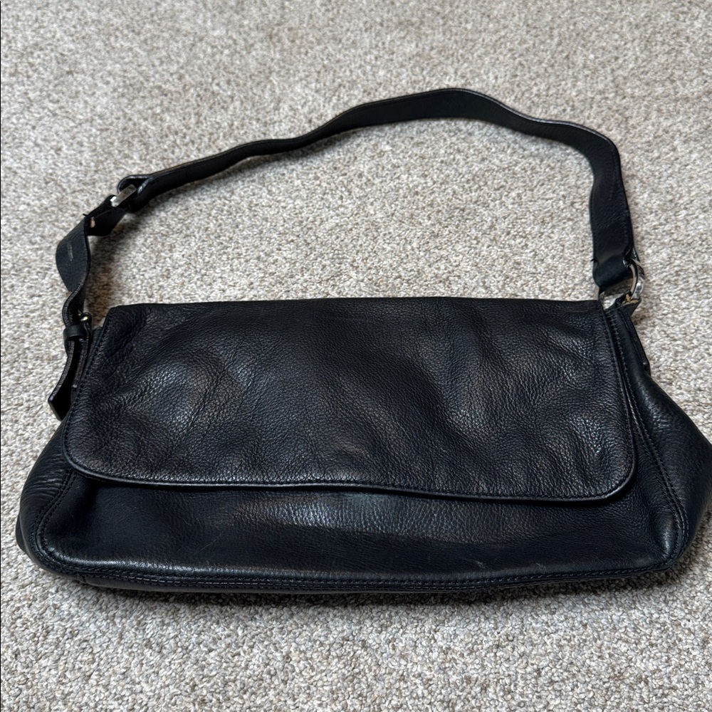 MILA PAOLI Classic Black Fine Leather Shoulder Bag Made In Italy - Picture 2 of 13